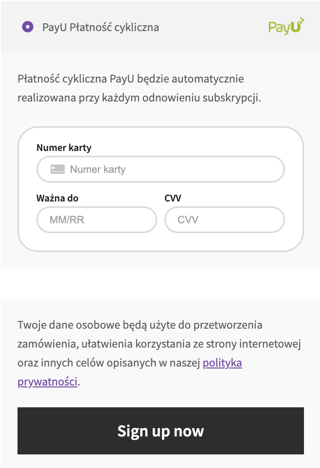 PayU - secure form