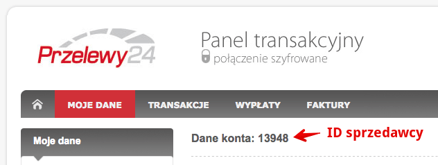 Przelewy24 WooCommerce - Dane konta