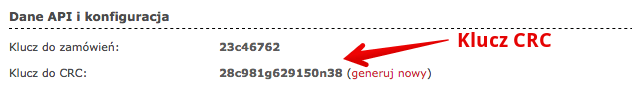 Przelewy24 WooCommerce - Klucz CRC
