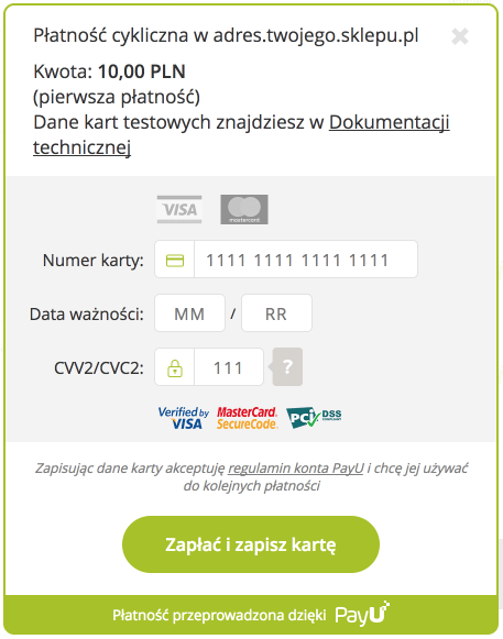 PayU WooCommerce - Widget płatności cyklicznej