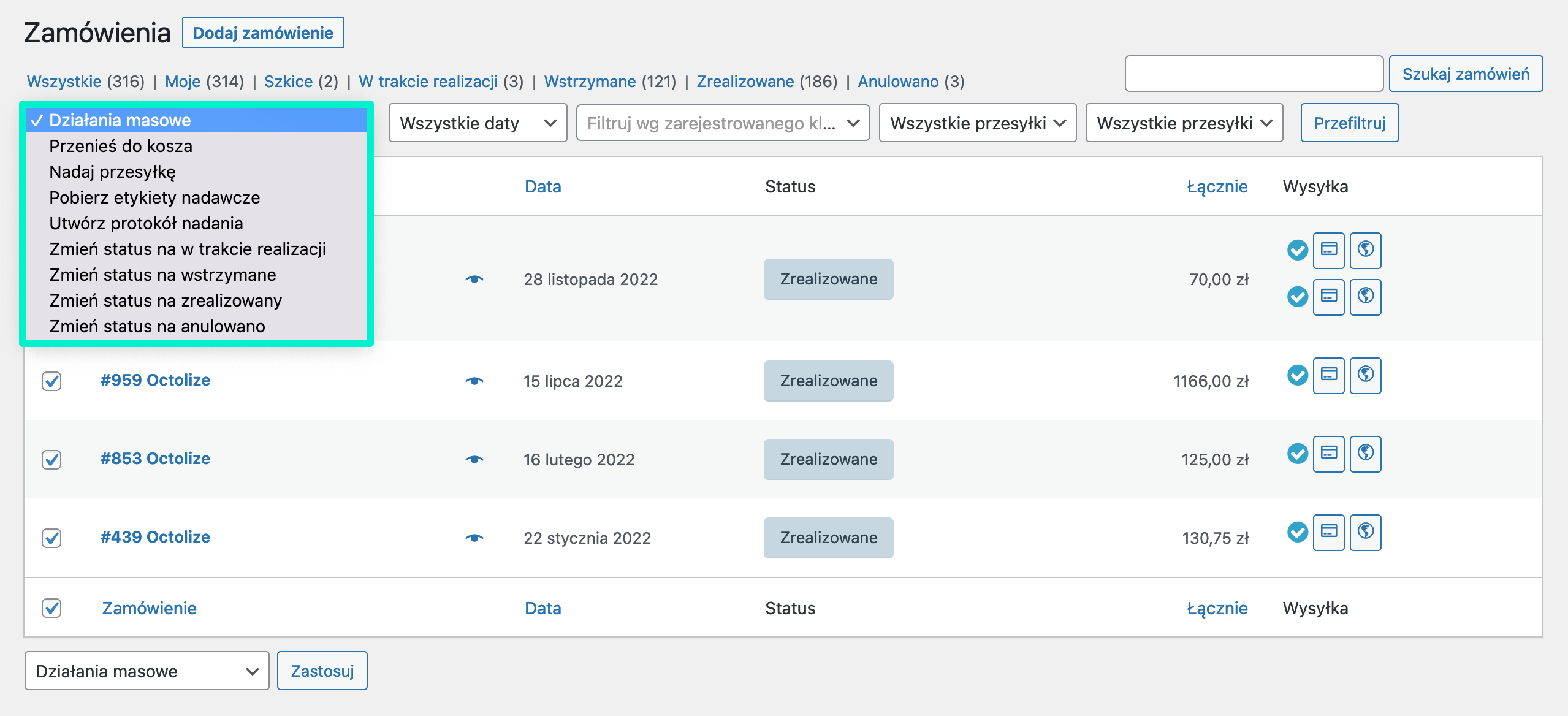 InPost WooCommerce - Masowe działania