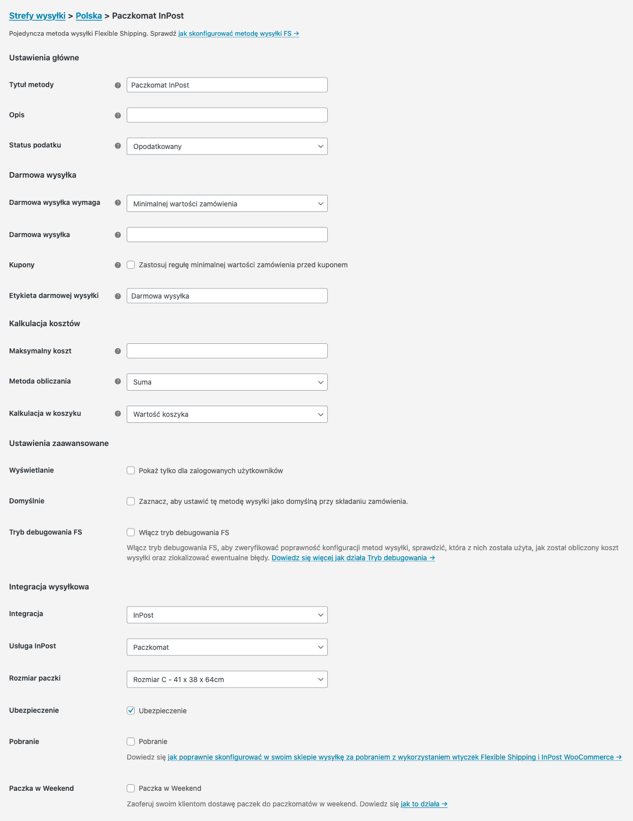 Metoda wysyłki Flexible Shipping Paczkomaty InPost