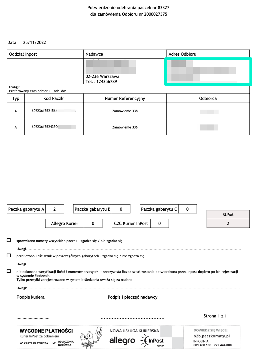 Inpost WooCommerce - Protokół nadania przesyłki InPost