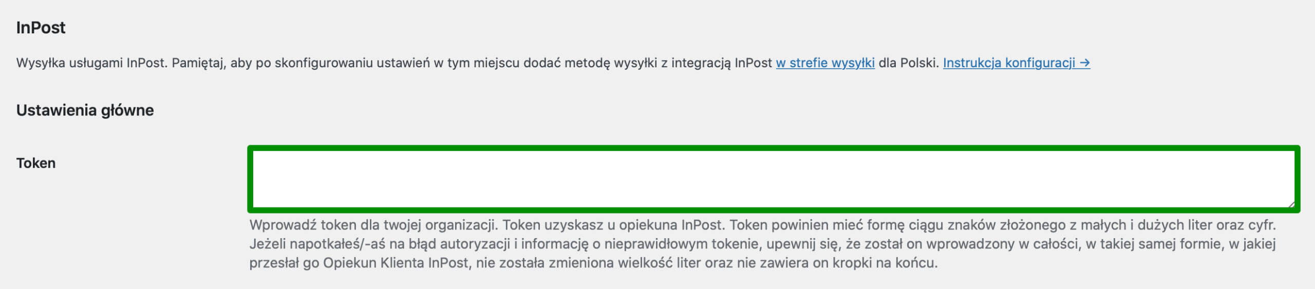 Token we wtyczce InPost WooCommerce