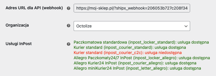 InPost WooCommerce Webhook, organizacja, usługi InPost