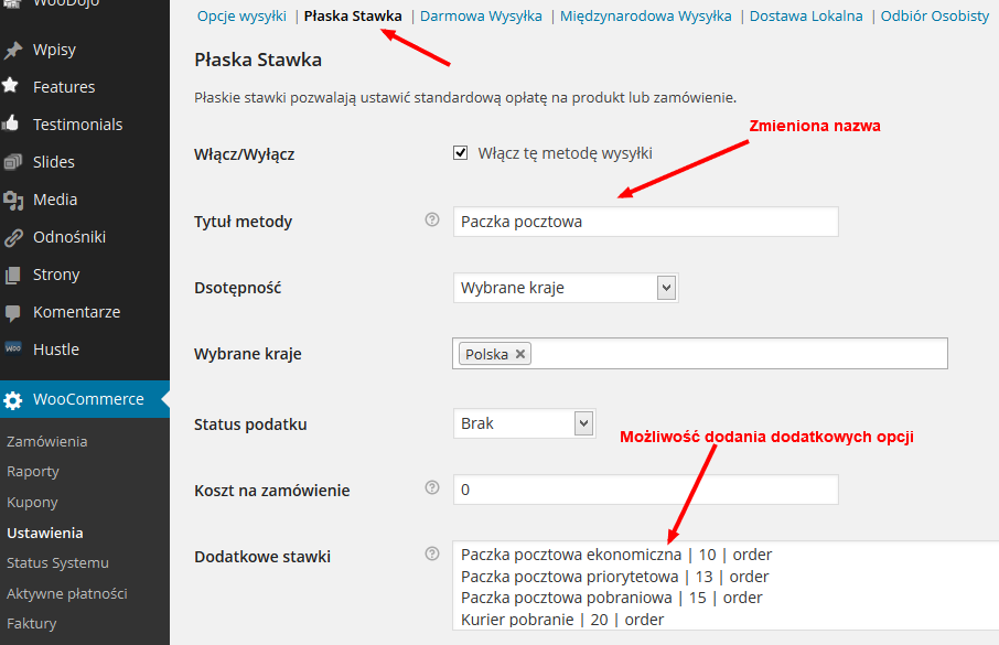 Sklep internetowy WordPress i WooCommerce - postawowe metody wysyłki