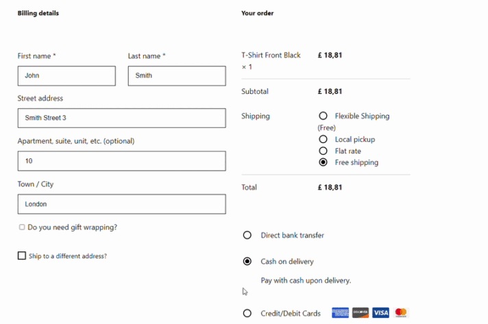 Formularz checkout