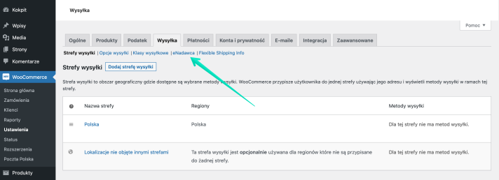 eNadawca - Ustawienia wysyłki WooCommerce