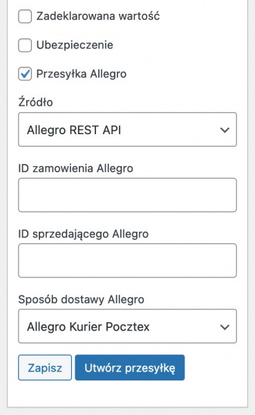 WooCommerce eNadawca przesyłka Allegro