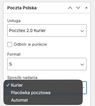 eNadawca sposób nadania