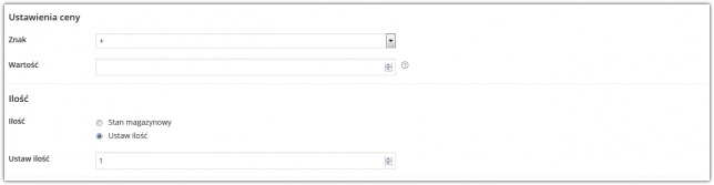 Ustawienia ceny i ilości