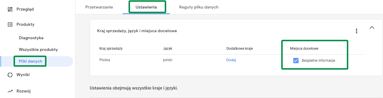 Google Merchant Center - bezpłatne informacje