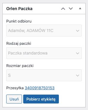 Metabox tworzenia przesyłek Orlen Paczki po nadaniu