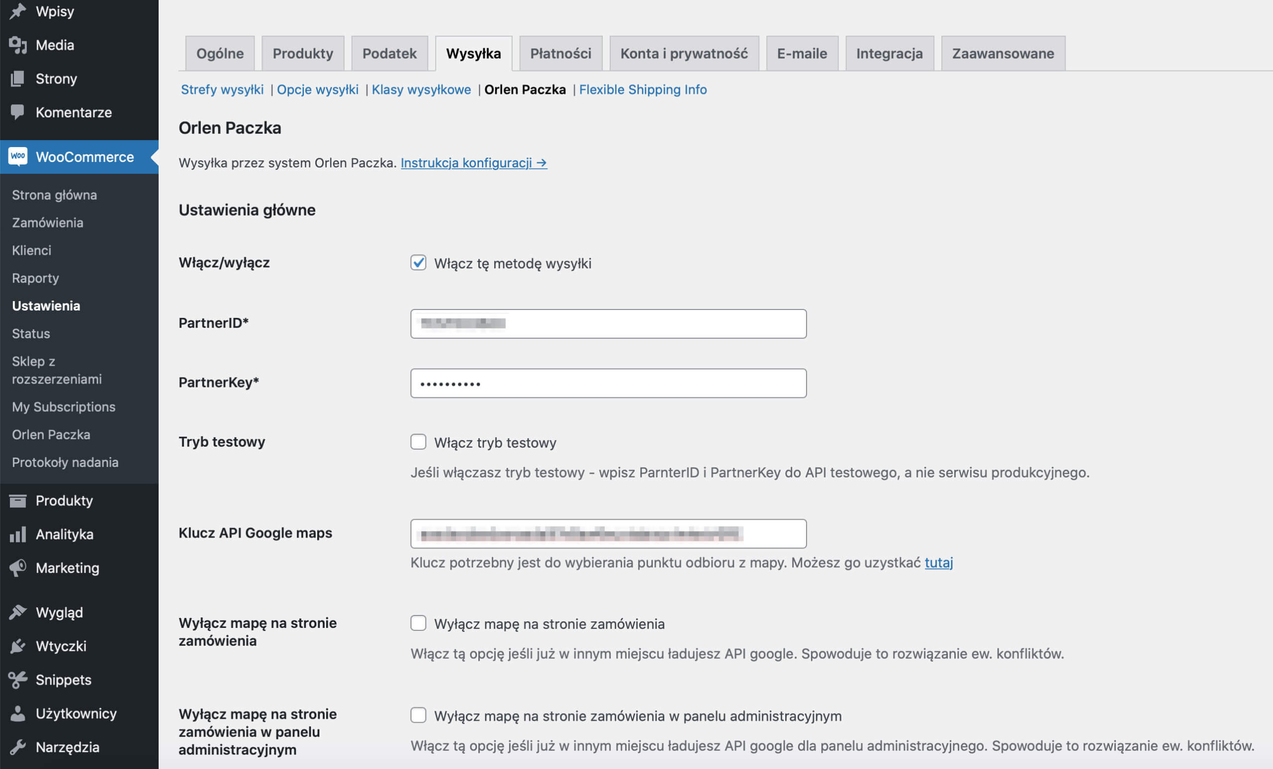 Orlen Paczka WooCommerce - Ustawienia