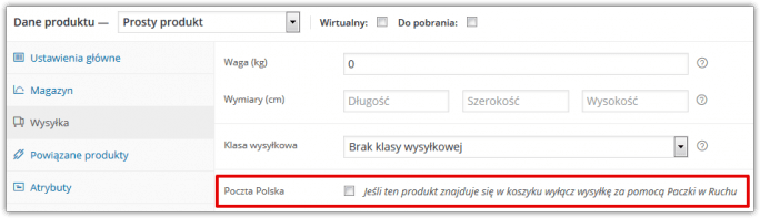 Wyłączanie Paczki w Ruchu dla wybranego produktu