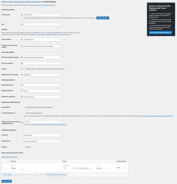 Metoda wysyłki Flexible Shipping z integracją Orlen Paczka