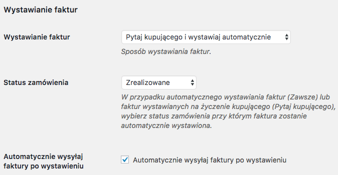 WooCommerce iFirma - wystawianie faktury dla wybranego statusu zamówienia