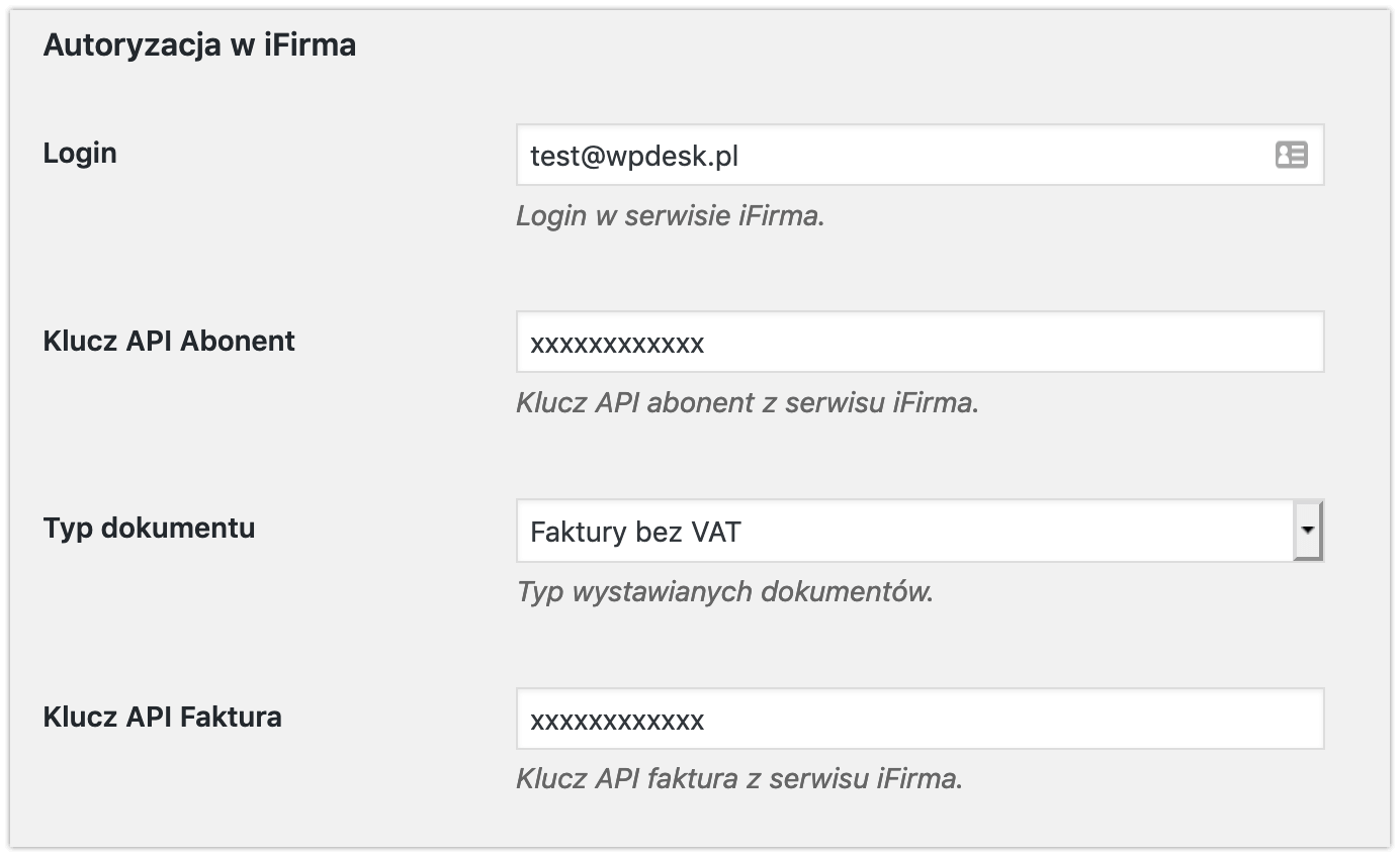 autoryzacja bez vat ifirma