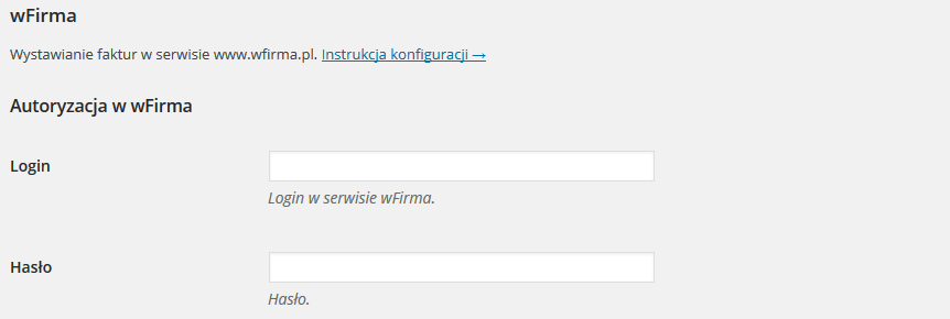 Autoryzacja konta - integracja wFirma WooCommerce