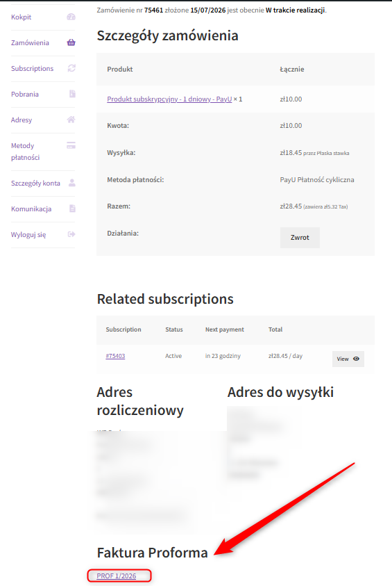 WooCommerce Wp Desk wFirma - moje konto