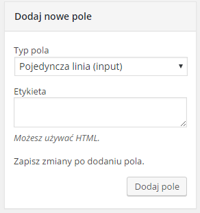 Dodawanie nowego pola