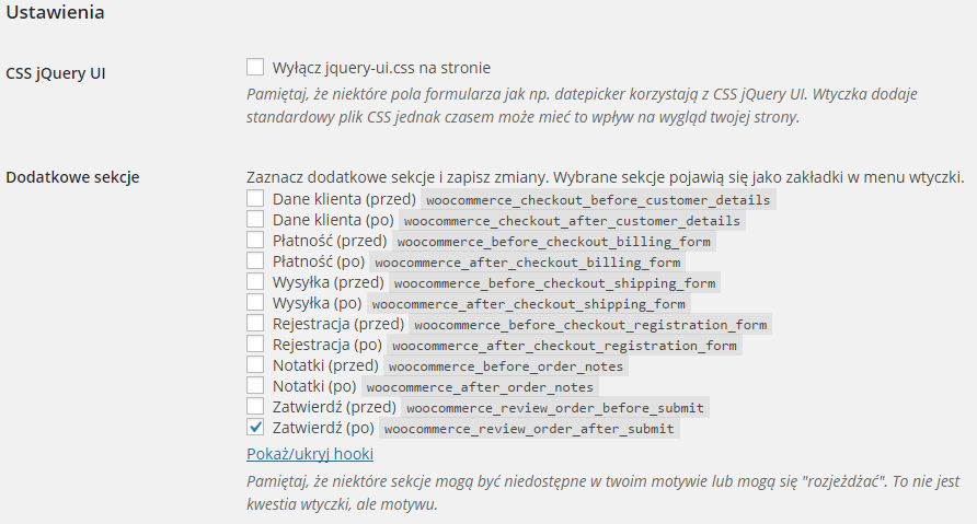 Ustawienia wtyczki