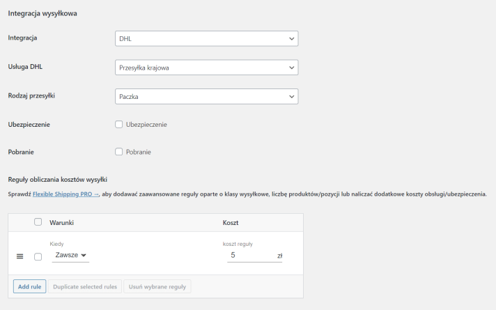 Flexible Shipping dla DHL WooCommerce