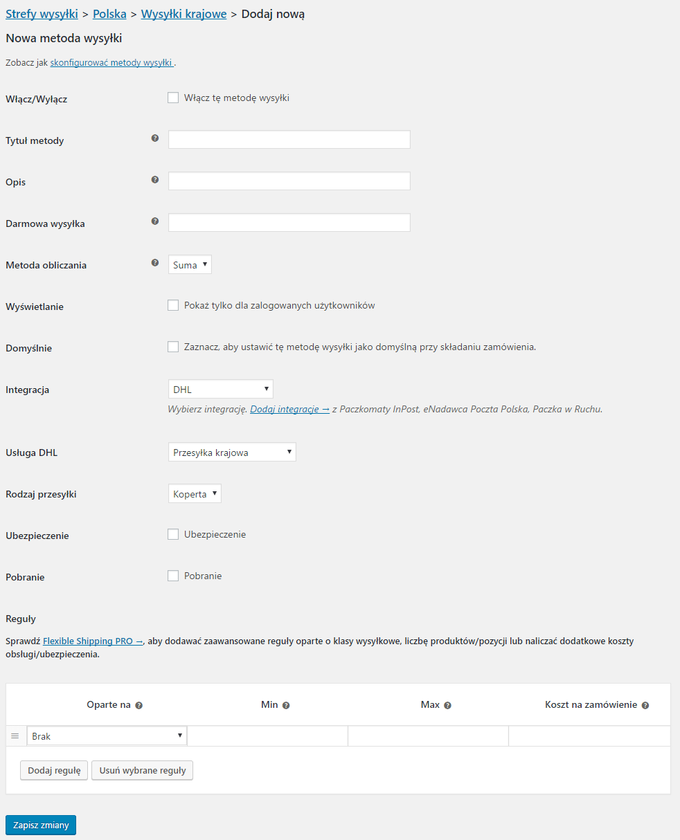 Flexible Shipping - integracja z DHL