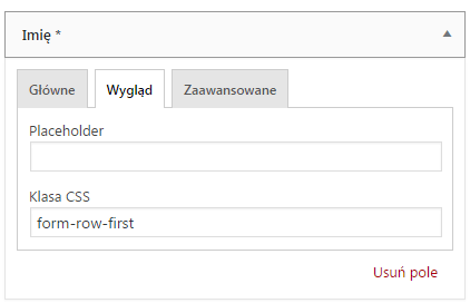 Ustawienia wyglądu pola