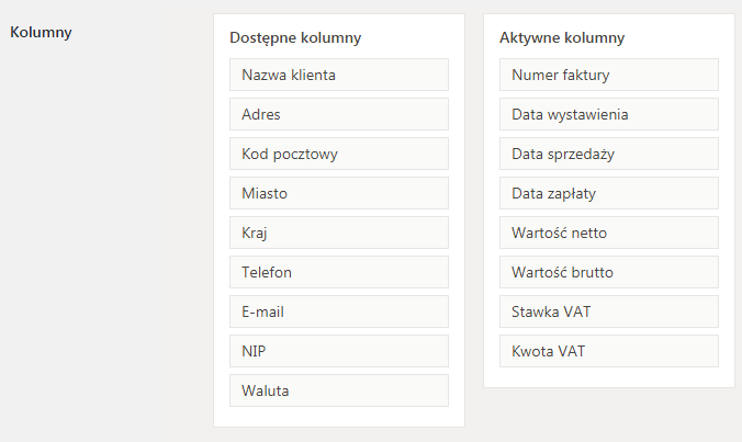 Konfiguracja: Kolumny