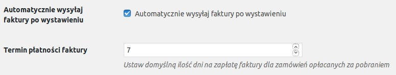 Ustawienia wysyłki faktur