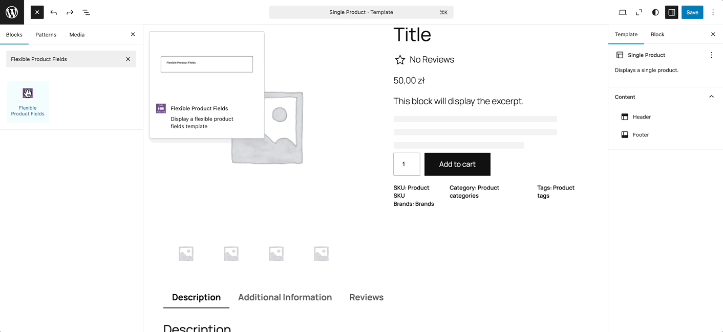 Flexible Product Fields - wsparcie dla edytora blokowego