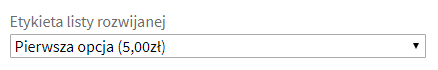 Lista rozwijalna - pole na stronie produktu