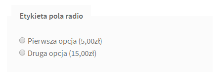 Pole radio - pole na stronie produktu