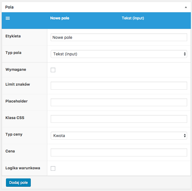 WooCommerce Flexible Product Fields - pola