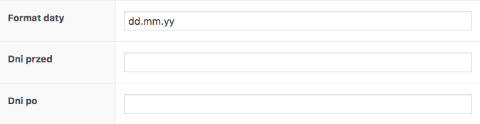 WooCommerce Flexible Product Fields - ustawienia pola daty