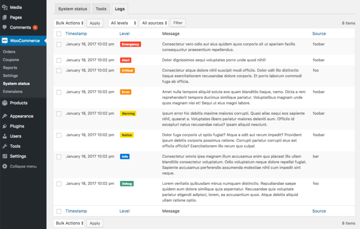 WooCommerce Logs