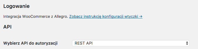 Allegro WooCommerce - Wybór API