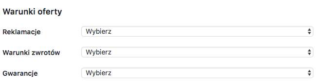 WooCommerce Allegro - Warunki oferty