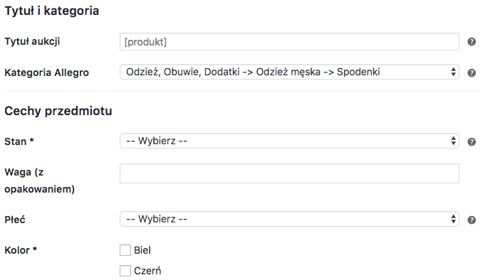 WooCommerce Allegro - Ustawienia tytułu i kategorii