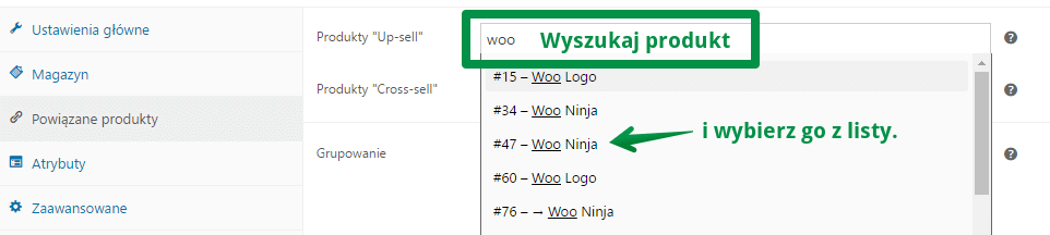 produkty w WooCommerce - ustawienia powiązanych produktów