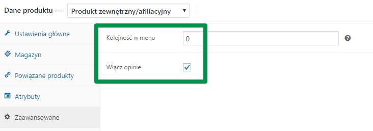 produkty w WooCommerce - ustawienia zaawansowane