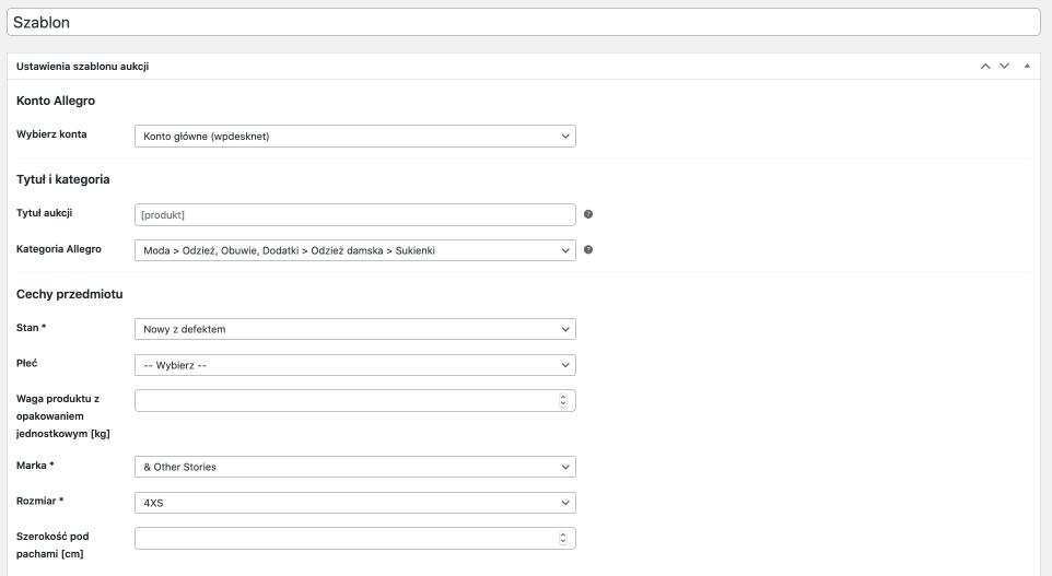 Szablony Ustawien Aukcji Allegro Woocommerce Wp Desk