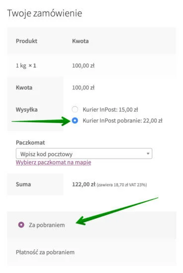 Tylko płatność za pobraniem