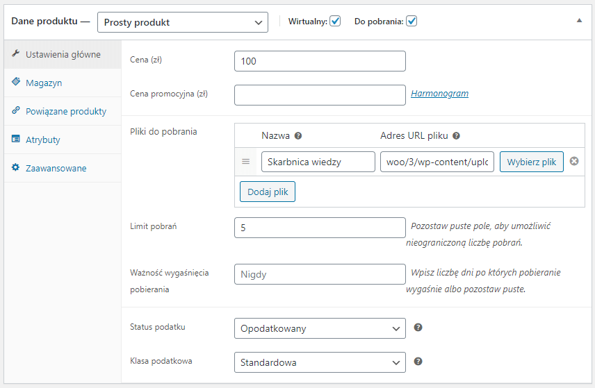 WooCommerce produkt wirtualny