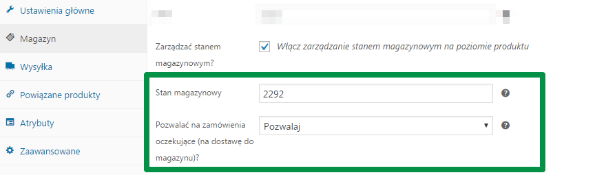 produkty w WooCommerce - stan magazynowy