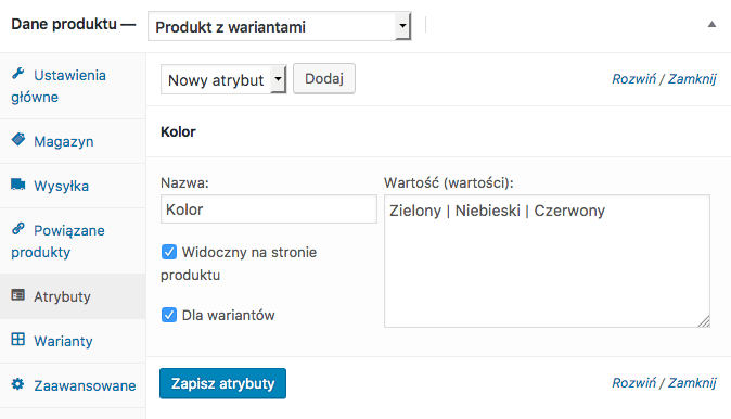 Konfiguracja produktu z wariantami