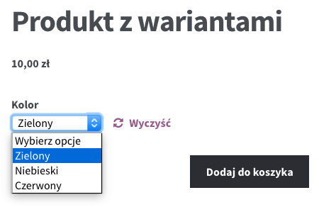 Produkt z wariantami w sklepie