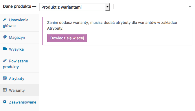 Dodawanie produktu z wariantami w WooCommerce