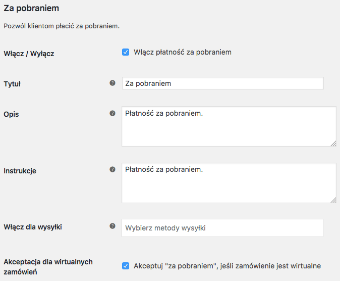 Płatność za pobraniem WooCommerce